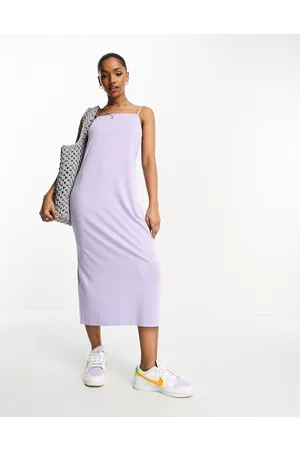 Monki Super soft square neck cami midi dress in lilac
