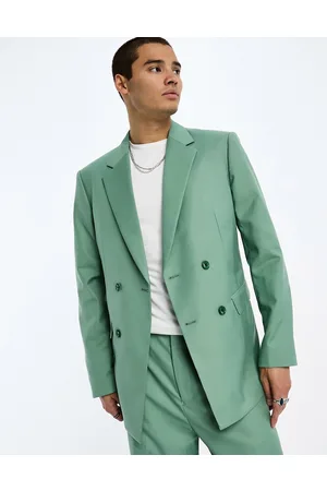 Sixth June Oversized double breasted suit jacket in sage