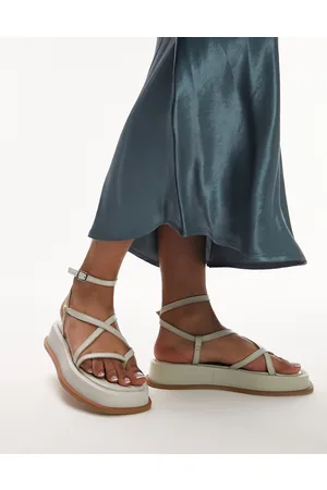 Topshop Jen leather strappy sandal in off