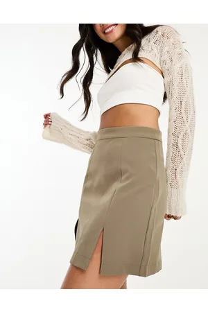 VILA Notch front mini skirt in