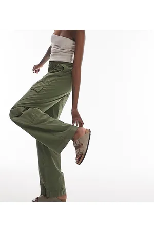 Topshop Low rise y2k cargo trouser with eyelet details in khaki