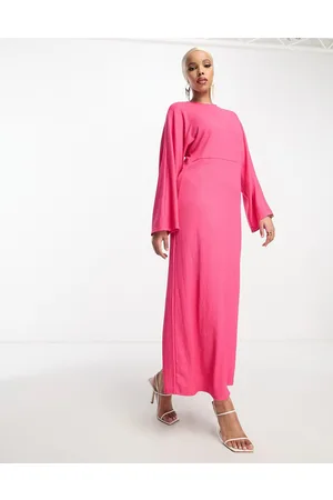 Trendyol Batwing jersey ribbed maxi dress in hot