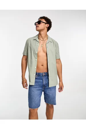 SELECTED Cotton short sleeve shirt in sage