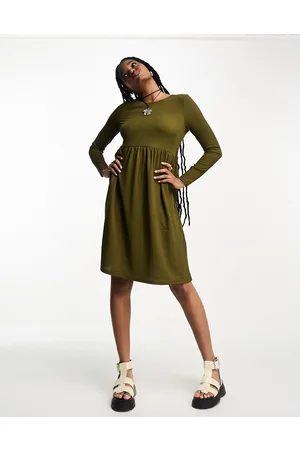 VERO MODA Jersey midi dress in dark olive