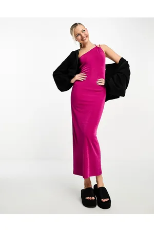 Noisy May Slinky one shoulder maxi dress in purple