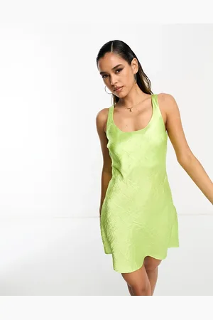 Lola May Crinkle satin scoop neck mini dress in
