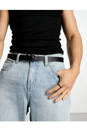 ASOS Smart faux leather skinny belt with silver buckle in