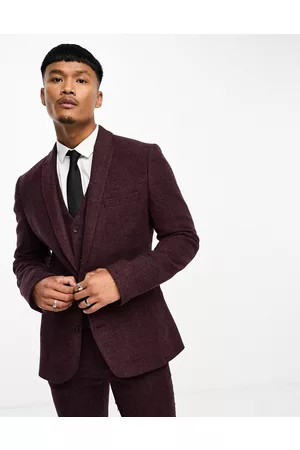 ASOS PLUS Super Skinny Blazer In Burgundy Velvet