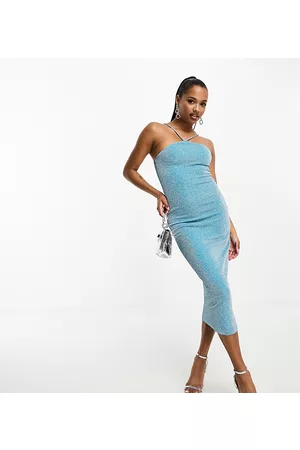VILA Glitter midi dress in