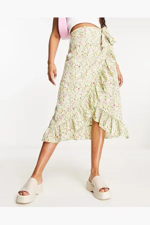 VERO MODA Wrap front midi skirt in florals