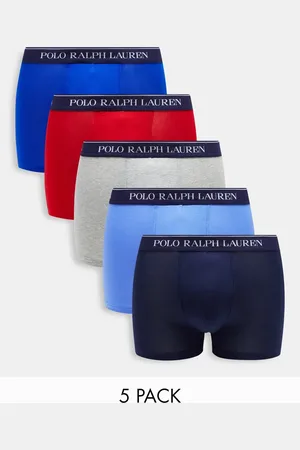 Ralph Lauren 5 pack trunks in grey, blue, red, navy with logo waistband