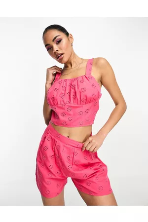 Threadbare Broderie corset crop top co-ord in