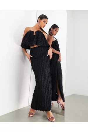 ASOS Textured midi skirt with high split in