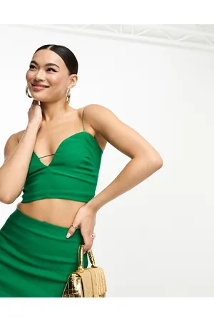 Vesper Plunge spaghetti strap top co-ord in bright