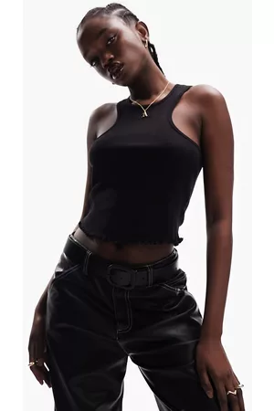ASOS Extreme racer vest with lettuce hem in