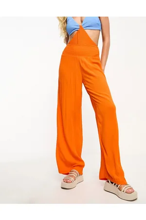 VERO MODA Shirred waist beach trousers in