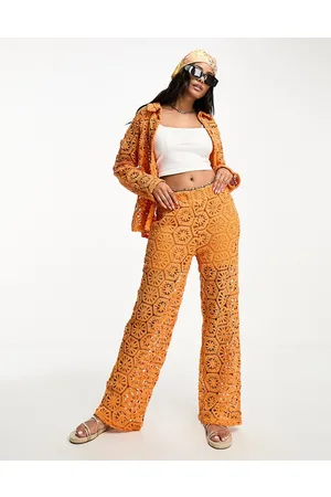 VERO MODA Wide leg crochet trouser co-ord in