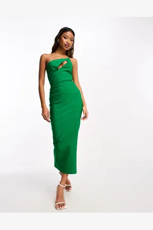 Vesper Cut out one shoulder midi dress in bright