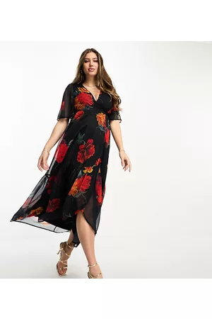 HOPE & IVY Ruffle wrap maxi dress in floral
