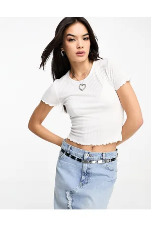 ONLY Cropped lettuce edge t-shirt in