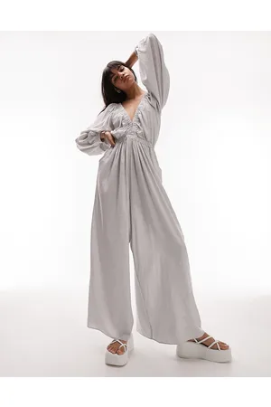 Topshop Stripe linen jumpsuit in mono