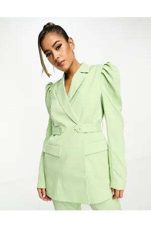 Y.A.S Y.A.S tailored puff sleeve belted blazer co-ord in mint