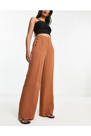 Miss Selfridge Button detail wide leg trousers in