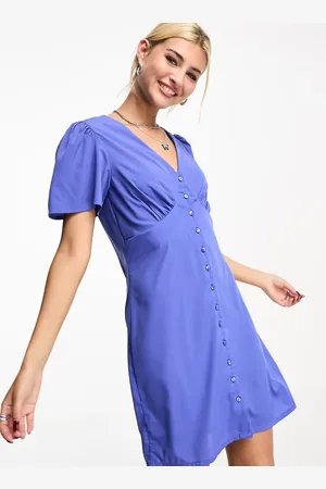 Noisy May V-neck button down mini dress in