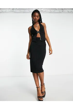 Motel Y2K buckle detail knee length skirt co-ord in