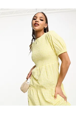 Influence Tiered midi dress in gingham