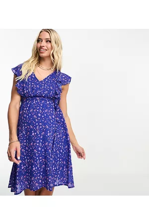 Mama;licious Mamalicious Maternity wrap dress with short sleeves in floral print