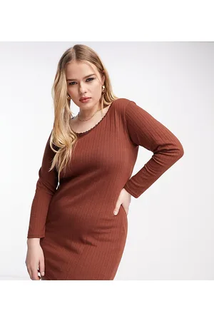 Daisy Street Long sleeve scoop neck mini dress in pointelle