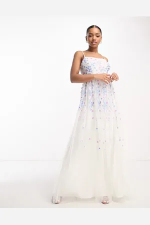 Maya Deluxe Cami maxi dress with spot embroidery in ivory