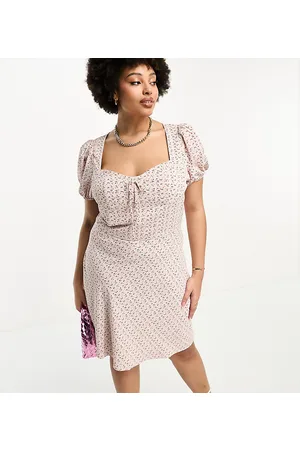 Glamorous Milkmaid mini dress in vintage ditsy