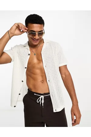 SELECTED Revere collar knitted shirt in