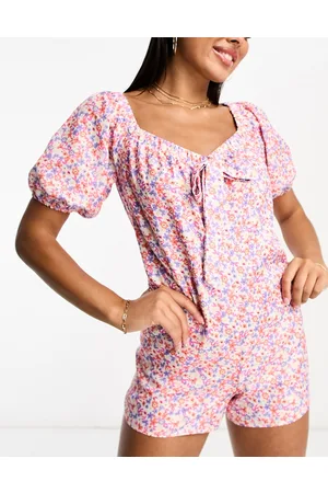 The Frolic Spectrolite floral ditsy puff sleeve summer playsuit in