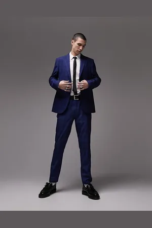 Topman Slim checked suit trousers in