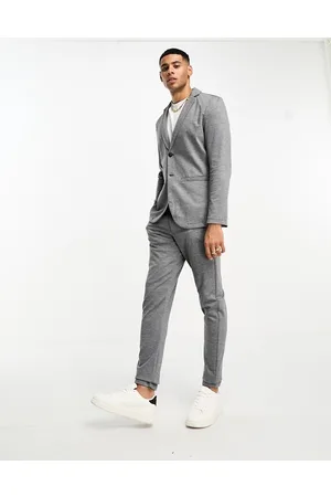 JACK & JONES Premium slim fit jersey suit jacket with slim trouser in dark melange