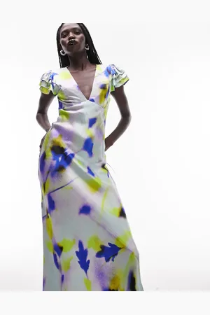 Topshop Angel sleeve tie back midi dress in floral print