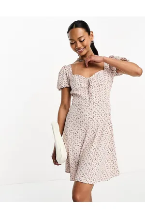 Glamorous Milkmaid mini dress in vintage ditsy