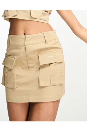Sixth June Cargo mini skirt in beige