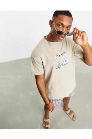 Huf Swan song t-shirt in beige with chest print