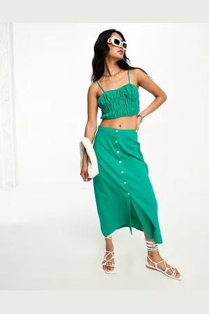 Lola May Button front midi skirt co-ord in teal