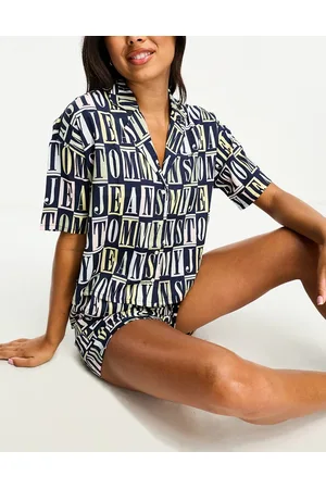 Tommy Hilfiger Co-ord spellout shirt in navy