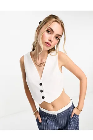 ASOS Cropped waistcoat with contrast buttons in