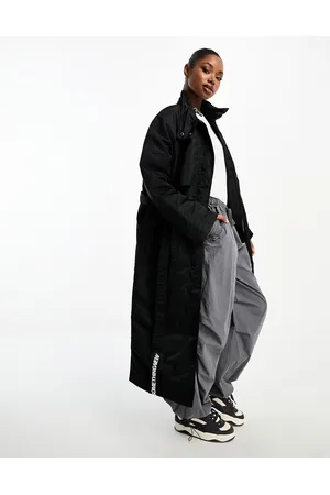 Something New X Aisha Potter maxi nylon trench coat with label in