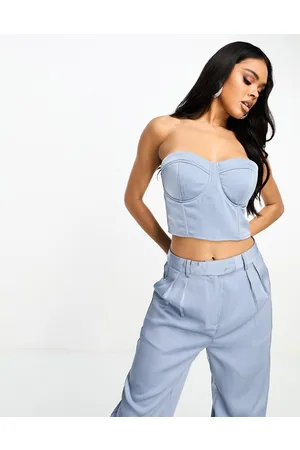 Kaiia Satin bandeau corset top co-ord in