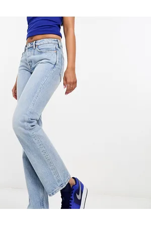 Weekday Pin mid waist regular fit straight leg jeans in delight