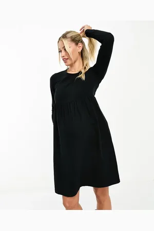 Mama;licious Mamalicious Maternity long sleeve jersey midi dress in