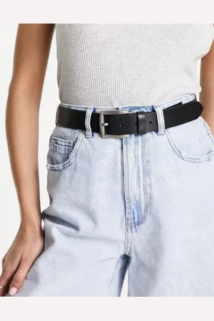 Pieces® Leather buckle belt in